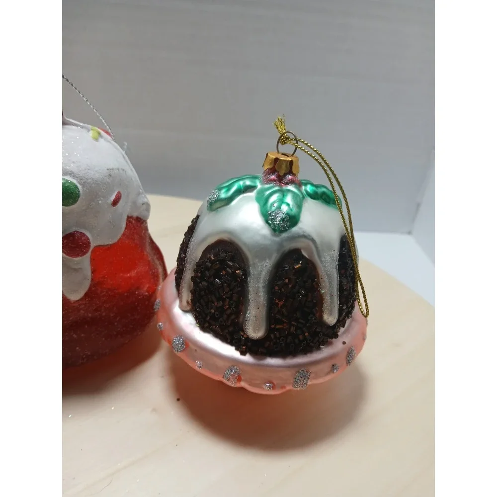 Bunt Cake And Gumdrop Plastic Christmas  Ornament Lot